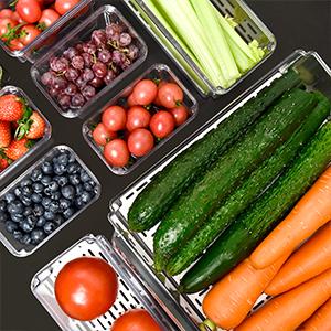 Organizador de refrigeradores, contenedores de almacenamiento de frutas sin BPA 5