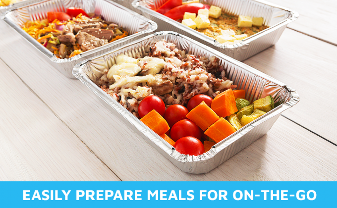 9x13 latas para cocinar, hornear y catering de uso pesado utensilios de cocina desechables bandejas de mesa de vapor para buffet y preparación de alimentos 4