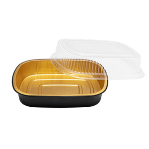 50 oz Oval de aluminio de papel de vidrio con tapa Snap-On toma de la sartén con tapa de domo PET transparente 2X más grueso de trabajo pesado reutilizable 1