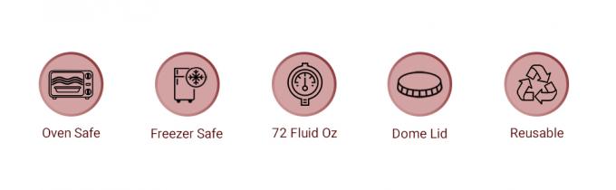 KitchenDance Pan with Dome Lid - 11x7 Inch Heavy Duty Baking Foil Pans