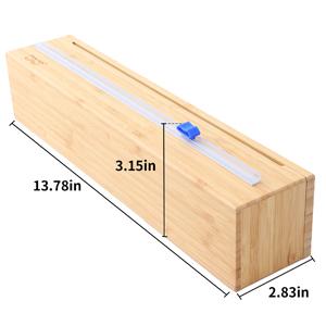 Dispensador de envoltura de plástico, Dispensador de envoltura de alimentos de madera de bambú, con cortador de diapositivas y un rollo de 11,5 "X300 Ft libre de BPA 8