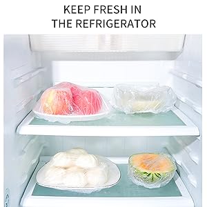 Elementos culinarios cubiertas de tazón reutilizables con cubierta de almacenamiento de alimentos de plástico y elástico para sobras 10