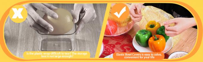 Elementos culinarios cubiertas de tazón reutilizables con cubierta de almacenamiento de alimentos de plástico y elástico para sobras 1