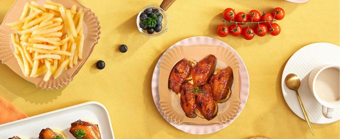 Papel para freír en el aire, papel de pergamino de 125pcs, papel desechable para freír en el aire para microondas, papel para freír en el aire 14