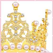 Topper de la torta de la corona de oro, 6 piezas Toppers de la torta de feliz cumpleaños, decoraciones de la torta de la corona de la princesa, mini coronas para la flor 1