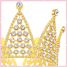 Topper de la torta de la corona de oro, 6 piezas Toppers de la torta de feliz cumpleaños, decoraciones de la torta de la corona de la princesa, mini coronas para la flor 3