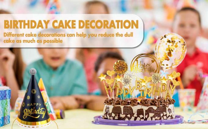 Set de Topper de pastel de cumpleaños Feliz cumpleaños Cupcake Topper Letters Candelas Toppers Confetti Balón Estrellas Corazones 0