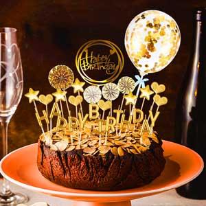 Set de Topper de pastel de cumpleaños Feliz cumpleaños Cupcake Topper Letters Candelas Toppers Confetti Balón Estrellas Corazones 5