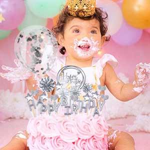 Set de Topper de pastel de cumpleaños Feliz cumpleaños Cupcake Topper Letters Candelas Toppers Confetti Balón Estrellas Corazones 6