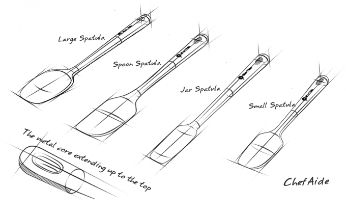 Espátula de goma, mejorado mango fuerte con agarre ergonómico, resistente al calor hasta 600 ° F para utensilios de cocina no adhesivos, cocina 4