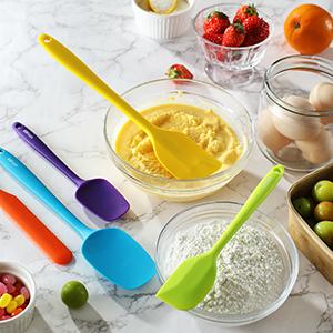 Conjunto de espátulas de caucho de silicona, para cocinar y hornear, caja fuerte para lavavajillas, 5 espátulas + 5 cucharas de medida 4