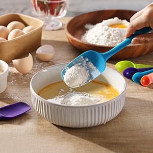 Conjunto de espátulas de caucho de silicona, para cocinar y hornear, caja fuerte para lavavajillas, 5 espátulas + 5 cucharas de medida 3