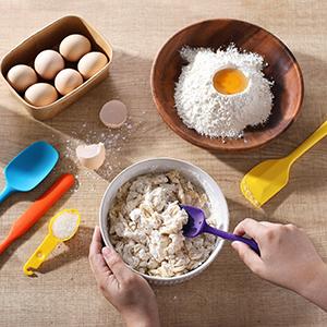 Conjunto de espátulas de caucho de silicona, para cocinar y hornear, caja fuerte para lavavajillas, 5 espátulas + 5 cucharas de medida 5