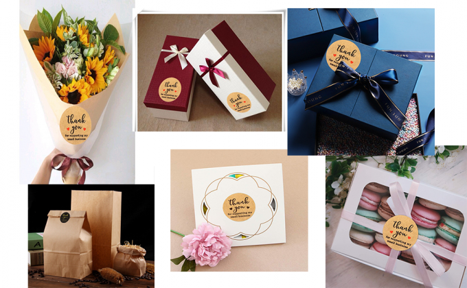 Gracias pegatinas redondas por apoyar mi pequeña empresa etiquetas adhesivas, 3 colores, 1 pulgada 2000pcs, 4 rollos, cada rollo 6