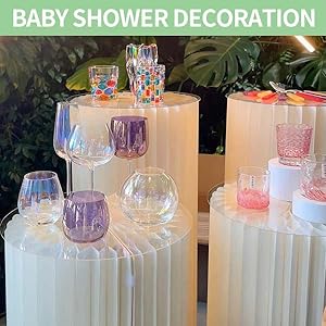 Estantes de cilindro para fiestas, mesas de cilindro Estante de pedestal para fiestas cilindro redondo blanco para exhibición mesa de pasteles 3