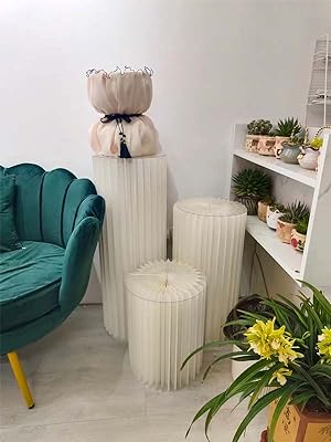 Estantes de cilindro para fiestas, mesas de cilindro Estante de pedestal para fiestas cilindro redondo blanco para exhibición mesa de pasteles 2