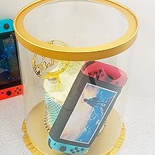 Cajas altas de pastel transparente con cinta - Caja de pastel redonda de oro para pastel de cumpleaños. 1