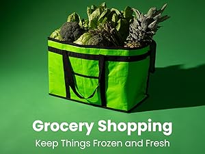 Bolsa de enfriador aislada y calentador de alimentos (3XL, 2 paquetes) para entrega de alimentos y compras de comestibles con tapa con cremallera, negro 1