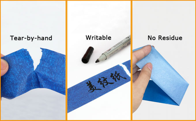 Cinta adhesiva para pintores azules, cinta adhesiva para pintura, cinta adhesiva para artesanías y artes de bricolaje, cinta adhesiva para pintura, fácil de quitar 2