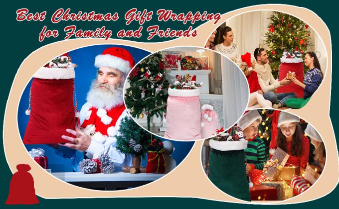 Bolsas de terciopelo con cuerda de tira bolsas de peluche grandes Santa bolsas de regalo de Navidad en 2 tamaños para bolsas de almacenamiento paquete de Navidad 6