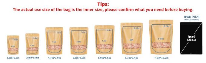 Bolsas de papel Kraft de pie con ventana mate, bolsas de almacenamiento de alimentos con cerradura por cremallera para productos de embalaje, reutilizables, sellables 0