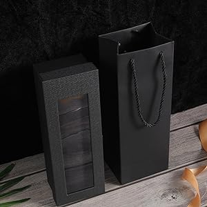 Black Wine Gift Bag, Wine Tote Bags Bulk Kraft Paper Bag with Handles