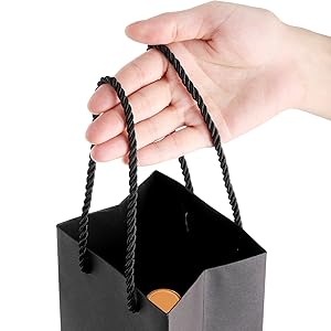 Black Wine Gift Bag, Wine Tote Bags Bulk Kraft Paper Bag with Handles