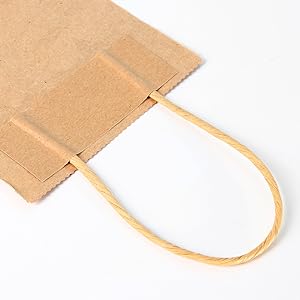 Bolsas de papel Kraft, 5.4"X3.3"X13" Bolsas de vino marrón reciclables Bolsas de regalo de papel Bolsas de venta al por menor Bolsas de envío con manijas a granel 7