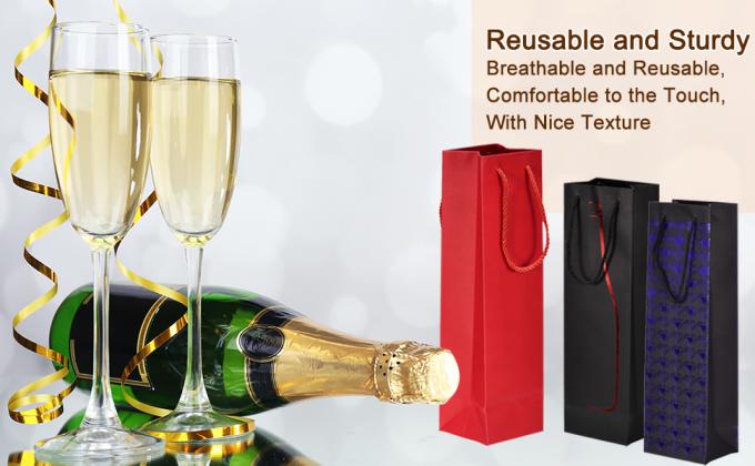 Bolsas de regalo de vino con mangos de cuerda, bolsas de papel de vino con ventana transparente 0