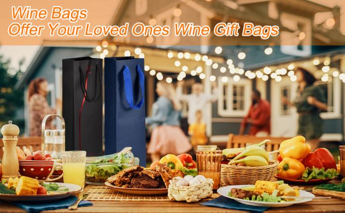 Bolsas de regalo de vino con mangos de cuerda, bolsas de papel de vino con ventana transparente 3