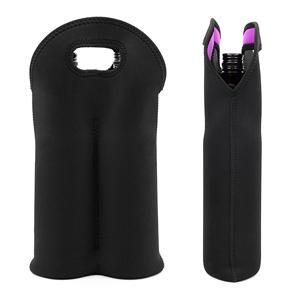 Bolso de carga de vino Dos botellas Neoprene aislado soporte de botellas de vino / agua para viajes con mango de transporte seguro 1