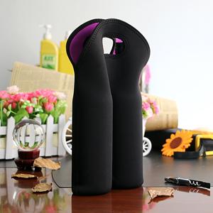 Bolso de carga de vino Dos botellas Neoprene aislado soporte de botellas de vino / agua para viajes con mango de transporte seguro 2
