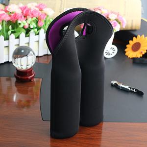 Bolso de carga de vino Dos botellas Neoprene aislado soporte de botellas de vino / agua para viajes con mango de transporte seguro 3
