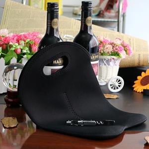 Bolso de carga de vino Dos botellas Neoprene aislado soporte de botellas de vino / agua para viajes con mango de transporte seguro 5