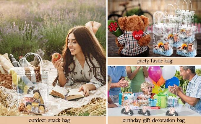 Reusable Clear Plastic Gift Wrap Tote Bag for Shopping Wedding Birthday Party