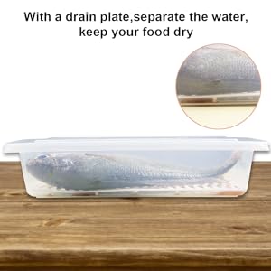 Contenedor de almacenamiento de alimentos, contenedores de plástico para alimentos con tapa de placa de drenaje extraíble, almacenamiento en congelador portátil apilable 1