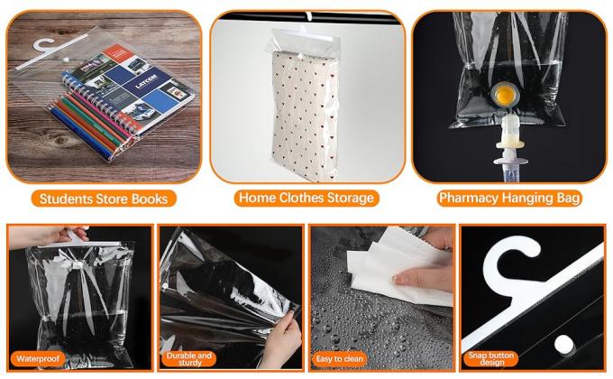 Bolsas de almacenamiento colgantes con colgador,13" X11" Bolsas colgantes con gancho grande, Bolsa de libros Kit de suministros escolares aula 3