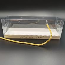 Clear Roll Cake Boxes With Gold Rope Handle & Cake Boards, Homemade & Bakery Transparent Plastic Gift Boxes，Easy Carrying, Storage Containers For Slice Cake, Christmas Rectangular Transparent Cake Box 3